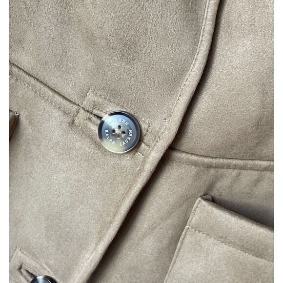 New $350 Ralph Lauren Faux Suede and Shearling Trim Coat Size Medium - Picture 6 of 6